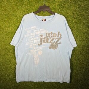 UNK NBA Utah Jazz Light Blue Graphic T-Shirt Mens 2XL‎ Short Sleeve Cotton 4011
